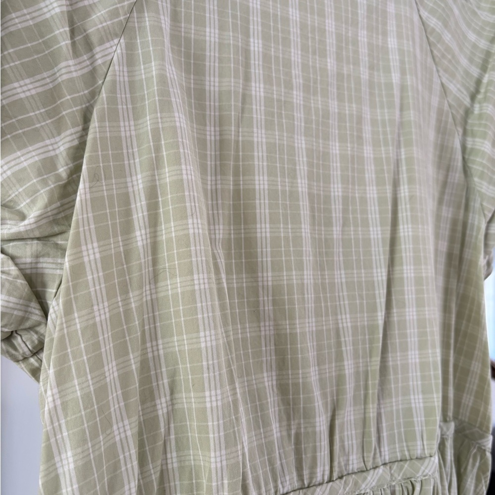 Madewell Light Green Plaid Midi Dress - Picture 7 of 8